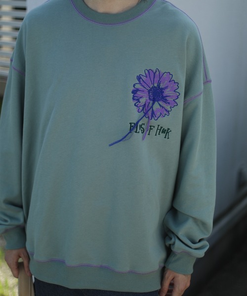 HOOK -original- 飾りステッチマーガレットフリンジ刺繍スウェット（スウェット）｜HOOK（フック）