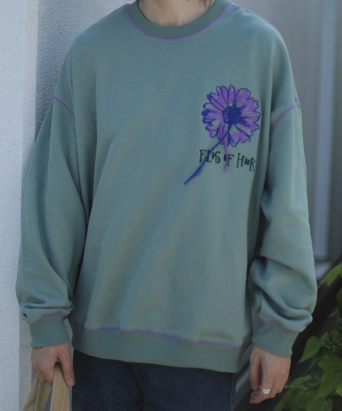 HOOK -original- 飾りステッチマーガレットフリンジ刺繍スウェット（スウェット）｜HOOK（フック）