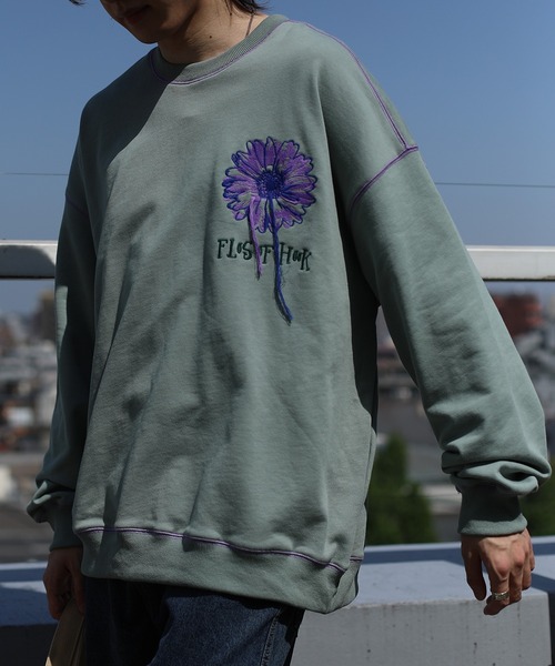 HOOK -original- 飾りステッチマーガレットフリンジ刺繍スウェット（スウェット）｜HOOK（フック）