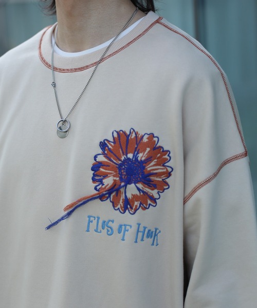 HOOK -original- 飾りステッチマーガレットフリンジ刺繍スウェット（スウェット）｜HOOK（フック）