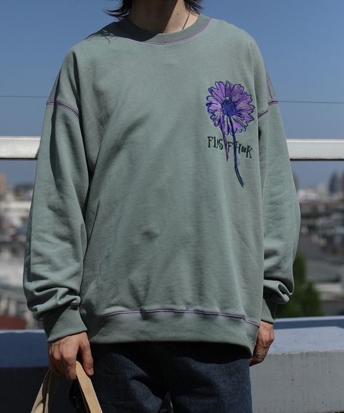 HOOK -original- 飾りステッチマーガレットフリンジ刺繍スウェット（スウェット）｜HOOK（フック）