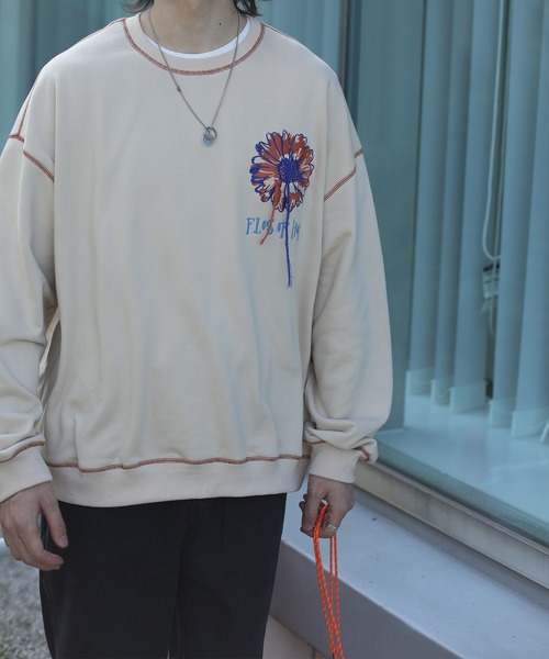 HOOK -original- 飾りステッチマーガレットフリンジ刺繍スウェット（スウェット）｜HOOK（フック）