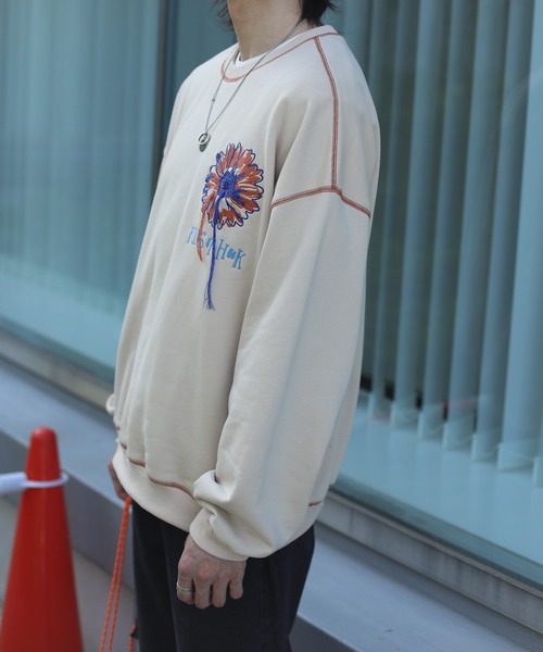 HOOK -original- 飾りステッチマーガレットフリンジ刺繍スウェット（スウェット）｜HOOK（フック）