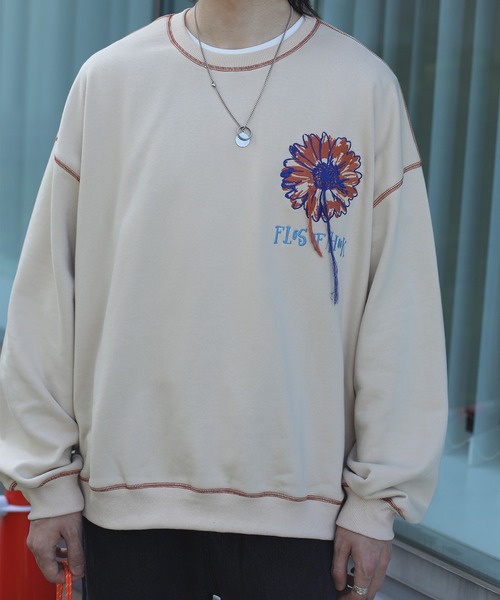 HOOK -original- 飾りステッチマーガレットフリンジ刺繍スウェット（スウェット）｜HOOK（フック）