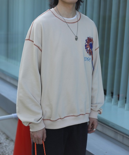 HOOK -original- 飾りステッチマーガレットフリンジ刺繍スウェット（スウェット）｜HOOK（フック）