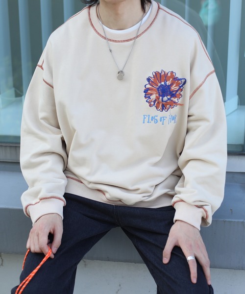 HOOK -original- 飾りステッチマーガレットフリンジ刺繍スウェット（スウェット）｜HOOK（フック）