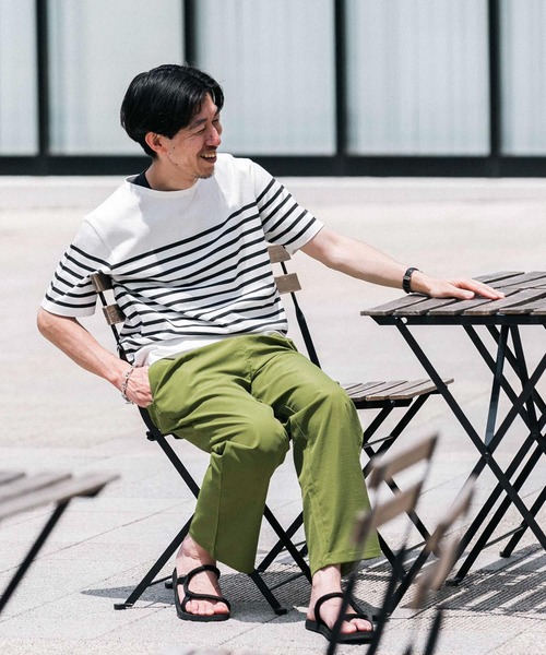 ITEMS URBANRESEARCH（アイテムズ アーバンリサーチ）の「パネルボーダーバスク Tシャツ（Tシャツ/カットソー・メンズ・グリーン/ブラック/ネイビー・MEDIUM/LARGE）」の4枚目の写真