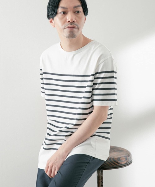 ITEMS URBANRESEARCH（アイテムズ アーバンリサーチ）の「パネルボーダーバスク Tシャツ（Tシャツ/カットソー・メンズ・グリーン/ブラック/ネイビー・MEDIUM/LARGE）」の5枚目の写真
