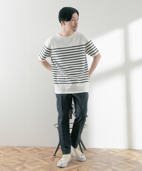 ITEMS URBANRESEARCH（アイテムズ アーバンリサーチ）の「パネルボーダーバスク Tシャツ（Tシャツ/カットソー・メンズ・グリーン/ブラック/ネイビー・MEDIUM/LARGE）」の8枚目の写真