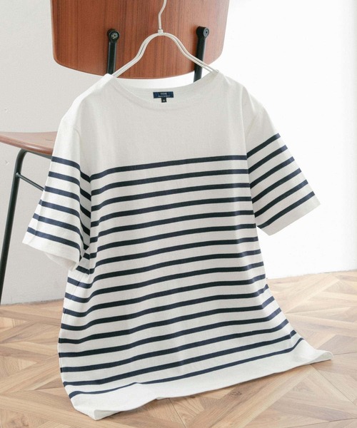 ITEMS URBANRESEARCH（アイテムズ アーバンリサーチ）の「パネルボーダーバスク Tシャツ（Tシャツ/カットソー・メンズ・グリーン/ブラック/ネイビー・MEDIUM/LARGE）」の9枚目の写真