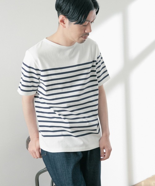 ITEMS URBANRESEARCH（アイテムズ アーバンリサーチ）の「パネルボーダーバスク Tシャツ（Tシャツ/カットソー・メンズ・グリーン/ブラック/ネイビー・MEDIUM/LARGE）」の10枚目の写真