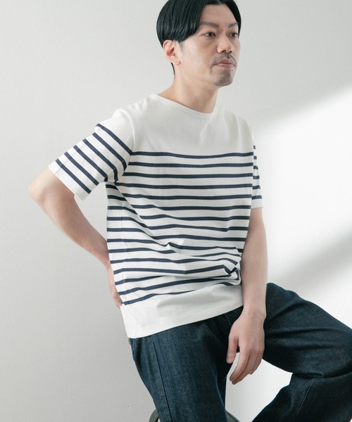ITEMS URBANRESEARCH（アイテムズ アーバンリサーチ）の「パネルボーダーバスク Tシャツ（Tシャツ/カットソー・メンズ・グリーン/ブラック/ネイビー・MEDIUM/LARGE）」の14枚目の写真