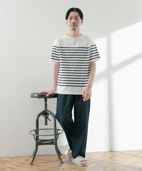 ITEMS URBANRESEARCH（アイテムズ アーバンリサーチ）の「パネルボーダーバスク Tシャツ（Tシャツ/カットソー・メンズ・グリーン/ブラック/ネイビー・MEDIUM/LARGE）」の15枚目の写真