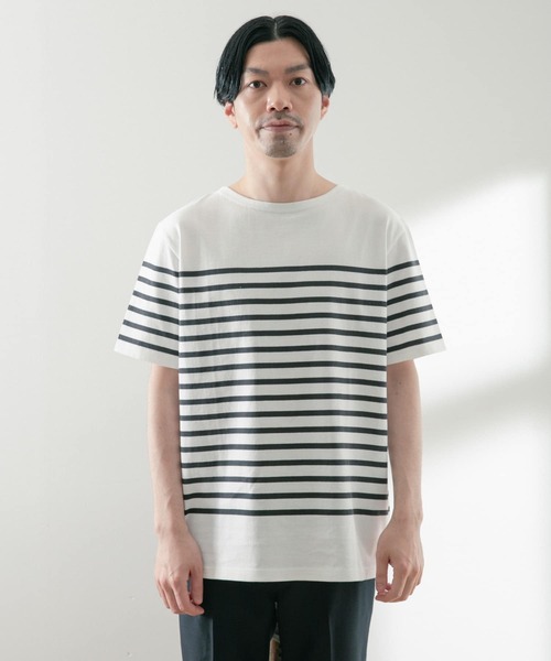 ITEMS URBANRESEARCH（アイテムズ アーバンリサーチ）の「パネルボーダーバスク Tシャツ（Tシャツ/カットソー・メンズ・グリーン/ブラック/ネイビー・MEDIUM/LARGE）」の16枚目の写真