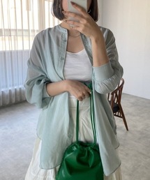 袖ゴムシャーリングシアーブラウス