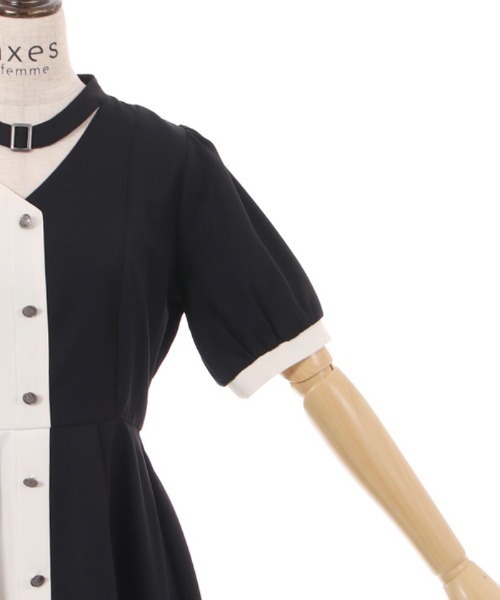 axes femme（アクシーズファム）の「チョーカー風バイカラーワンピース（シャツワンピース・レディース・グリーン/ラベンダー/ブラック・FREE）」の21枚目の写真