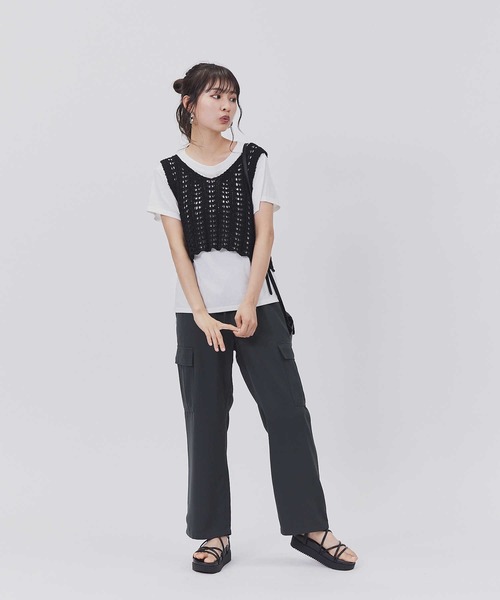 BACK NUMBER（バックナンバー）の「【BACK NUMBER】ニットビスチェレイヤード（ベスト・レディース・ブラック/キャメル/ピンク・L/M）」の8枚目の写真