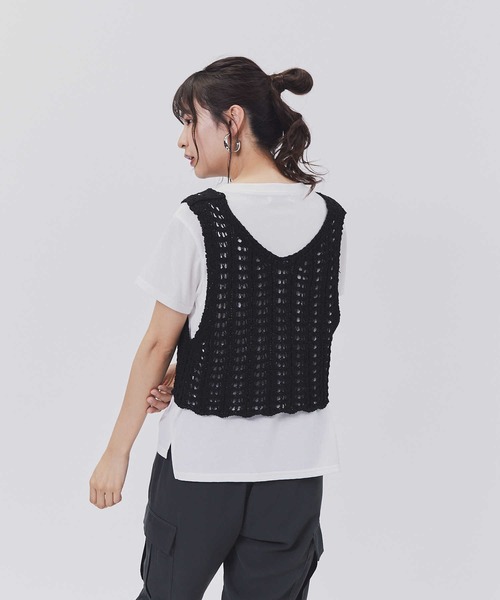 BACK NUMBER（バックナンバー）の「【BACK NUMBER】ニットビスチェレイヤード（ベスト・レディース・ブラック/キャメル/ピンク・L/M）」の9枚目の写真