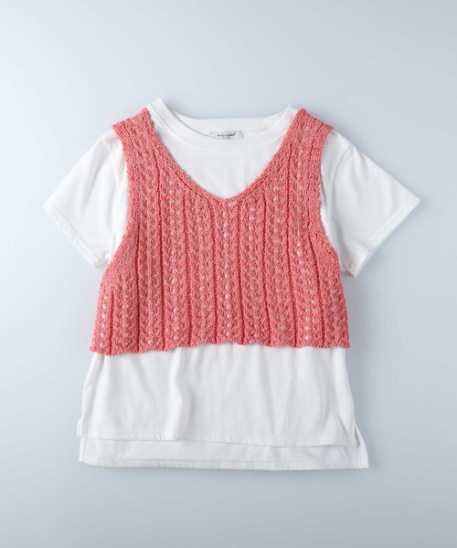 Backレイヤードルーズトップス　ピンク Layered Jersey Top - ROSARYMOON OFFICIAL WEB STORE