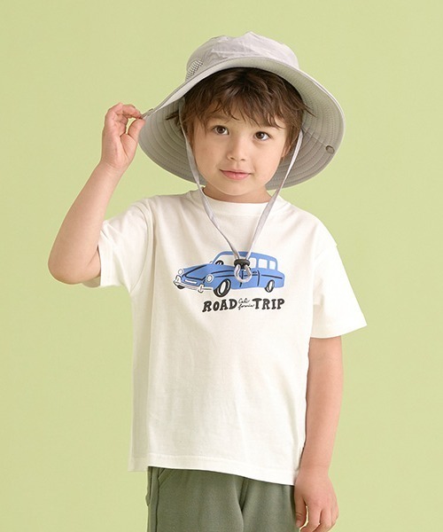 b・ROOM（ビールーム）の「【型崩れしないやわらかコットン】選べる8パターンオリジナルプリントTシャツ（Tシャツ/カットソー・キッズ・クリーム/ブルー/アイボリー/グレイッシュベージュ/ライトブルー/ブラック/オレンジ/ラベンダー・100cm/110cm/120cm/130cm/140cm/150cm）」の2枚目の写真