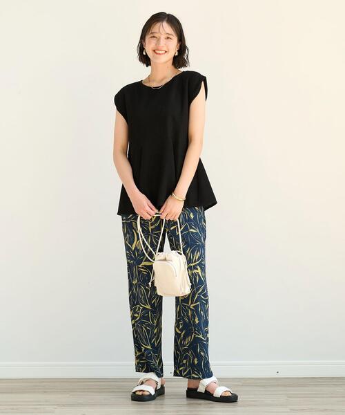 メッシュペプラムフレンチスリーブプルオーバーカットソー