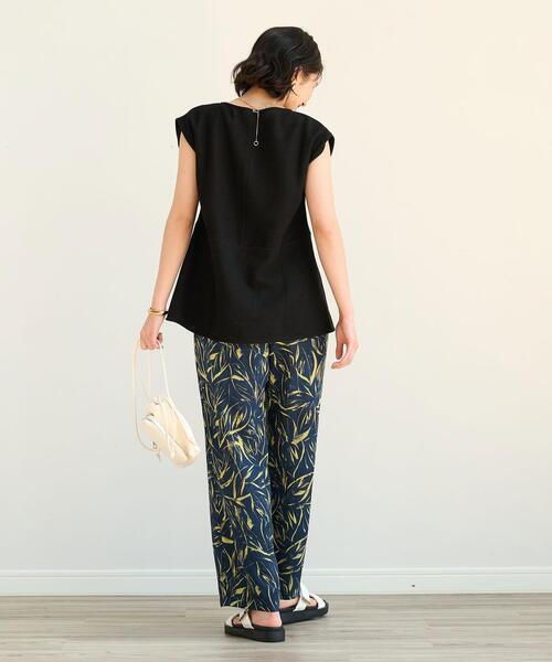 メッシュペプラムフレンチスリーブプルオーバーカットソー