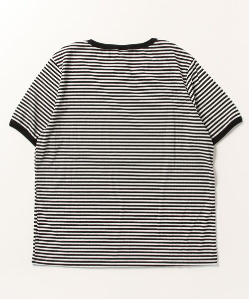 ARCADE(アーケード)の「ヴィンテージテイスト 針抜きレトロボーダー リンガーTシャツ 半袖 【-ARCADE Limited Line-】(Tシャツ/カットソー・レディース・ブラック/グリーン/モカ・FREE)」の4枚目の写真