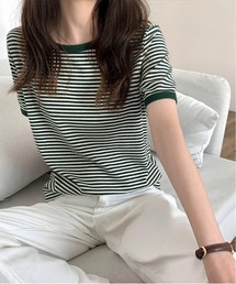 ヴィンテージテイスト 針抜きレトロボーダー リンガーTシャツ 半袖 【-ARCADE Limited Line-】