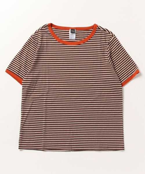 ARCADE(アーケード)の「ヴィンテージテイスト 針抜きレトロボーダー リンガーTシャツ 半袖 【-ARCADE Limited Line-】(Tシャツ/カットソー・レディース・ブラック/グリーン/モカ・FREE)」の6枚目の写真