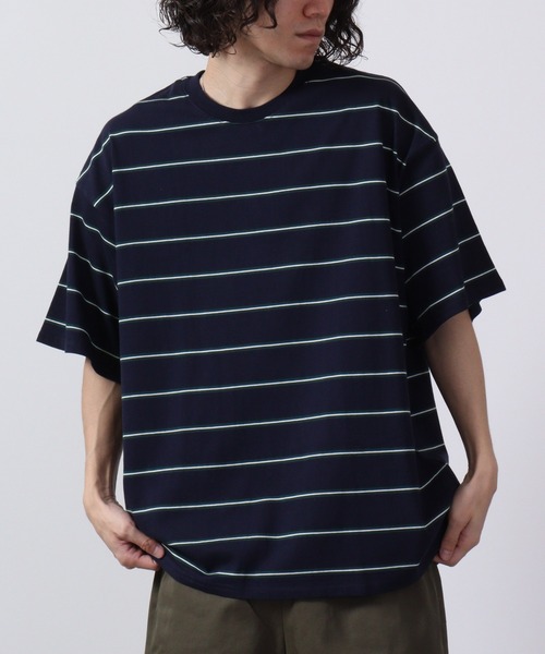 FUNALIVE(ファンアライブ)の「Multi-border short-sleeved T-shirt / マルチボーダー半袖Tシャツ unisex(Tシャツ/カットソー・メンズ・ネイビー系/杢グレー/チャコールグレー/ホワイト×ブラック/ホワイト×グリーン/サックスブルー/グリーン/ホワイト/ネイビー/ベージュ/ホワイト×ネイビー/チャコール・M/L/XL)」の10枚目の写真