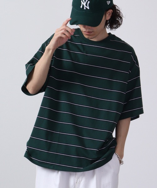 FUNALIVE(ファンアライブ)の「Multi-border short-sleeved T-shirt / マルチボーダー半袖Tシャツ unisex(Tシャツ/カットソー・メンズ・ネイビー系/杢グレー/チャコールグレー/ホワイト×ブラック/ホワイト×グリーン/サックスブルー/グリーン/ホワイト/ネイビー/ベージュ/ホワイト×ネイビー/チャコール・M/L/XL)」の9枚目の写真