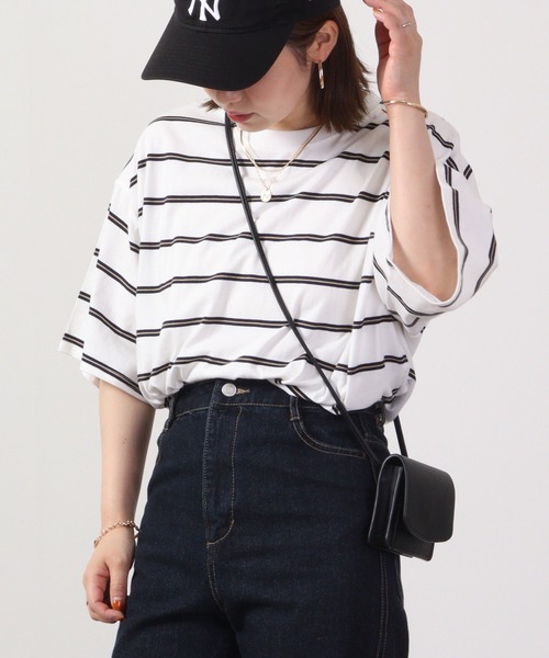 FUNALIVE(ファンアライブ)の「Multi-border short-sleeved T-shirt / マルチボーダー半袖Tシャツ unisex(Tシャツ/カットソー・メンズ・ネイビー系/杢グレー/チャコールグレー/ホワイト×ブラック/ホワイト×グリーン/サックスブルー/グリーン/ホワイト/ネイビー/ベージュ/ホワイト×ネイビー/チャコール・M/L/XL)」の21枚目の写真