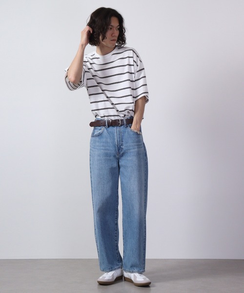 FUNALIVE(ファンアライブ)の「Multi-border short-sleeved T-shirt / マルチボーダー半袖Tシャツ unisex(Tシャツ/カットソー・メンズ・ネイビー系/杢グレー/チャコールグレー/ホワイト×ブラック/ホワイト×グリーン/サックスブルー/グリーン/ホワイト/ネイビー/ベージュ/ホワイト×ネイビー/チャコール・M/L/XL)」の18枚目の写真