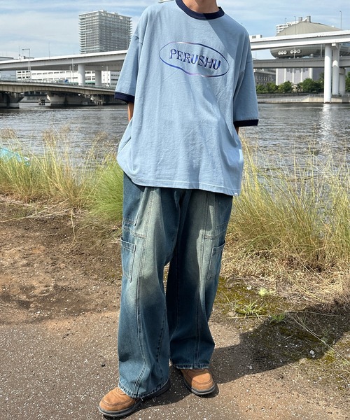 Perushu（ペルーシュ）の「デザインビッグポケットカラーデニム（デニムパンツ・メンズ・ブルー/オフホワイト/ピンク・MEDIUM/LARGE/SMALL）」の7枚目の写真