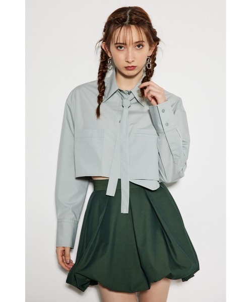 rienda（リエンダ）の「クロップドタイブラウス（シャツ/ブラウス・レディース・マルチ/ライトブルー/ライトグリーン/ホワイト・FREE）」の3枚目の写真