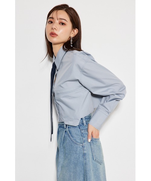 rienda（リエンダ）の「クロップドタイブラウス（シャツ/ブラウス・レディース・マルチ/ライトブルー/ライトグリーン/ホワイト・FREE）」の21枚目の写真