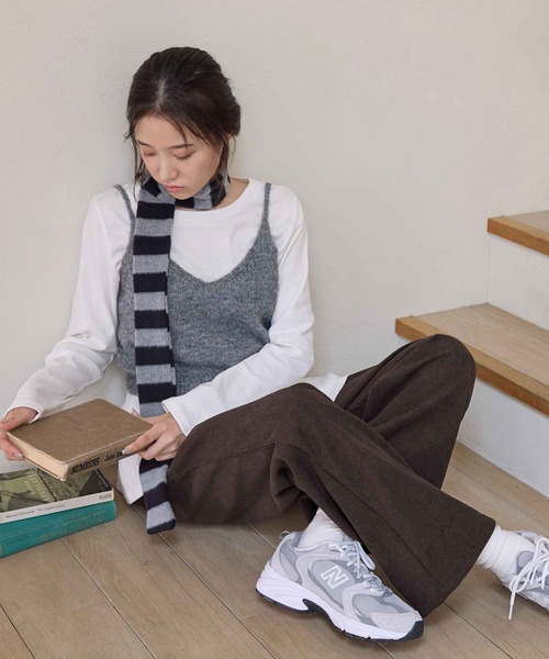 CHAN ME(チャンミ)の「【選べる2丈】裏起毛コーデュロイワイドパンツ(その他パンツ・レディース・キャメル/アイボリー/ブラック/ブルー/ベージュ/ピンク/ダークブラウン・SMALL/MEDIUM/LARGE/X-LARGE/TS/TM/TL/TLL)」の21枚目の写真