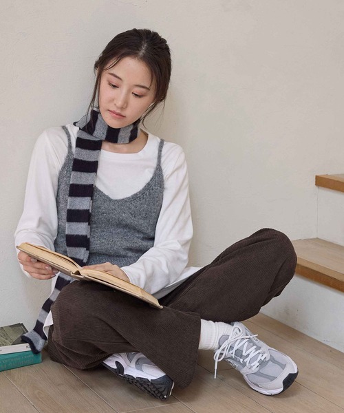 CHAN ME(チャンミ)の「【選べる2丈】裏起毛コーデュロイワイドパンツ(その他パンツ・レディース・キャメル/アイボリー/ブラック/ブルー/ベージュ/ピンク/ダークブラウン・SMALL/MEDIUM/LARGE/X-LARGE/TS/TM/TL/TLL)」の22枚目の写真
