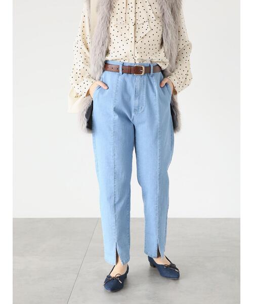 Te chichi TERRASSE（テチチテラス）の「デニムセンタースリットパンツ（デニムパンツ・レディース・ブルー/ネイビー・M/L）」の3枚目の写真