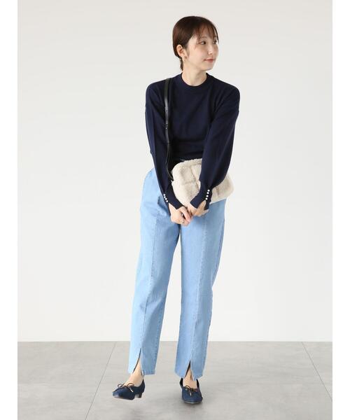 Te chichi TERRASSE（テチチテラス）の「デニムセンタースリットパンツ（デニムパンツ・レディース・ブルー/ネイビー・M/L）」の6枚目の写真