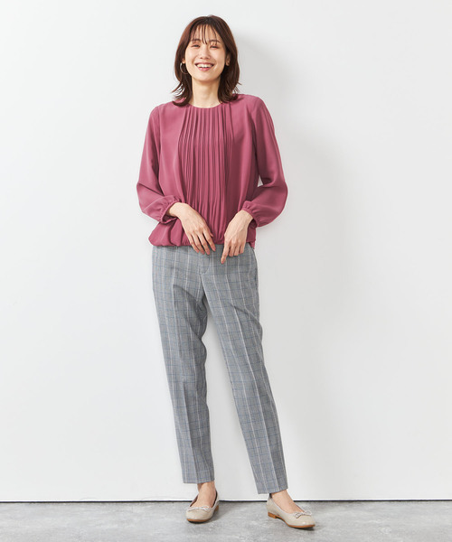 A/C DESIGN BY ALPHA CUBIC（エーシーデザインバイアルファキュービック）の「フロントプリーツTブラウス（Tシャツ/カットソー・レディース・ライトグレー/ピンク・M/L/LL）」の10枚目の写真