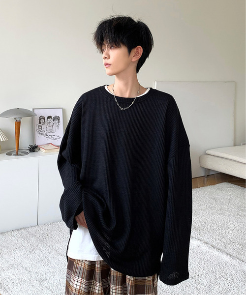 【セール】【neos -addictive design-】ルーズシルエット クルーネック ワッフル ロングスリーブ Tシャツ（Tシャツ/カットソー）｜neos（ネオス） mdprevattcaulkingandwaterproofing.com