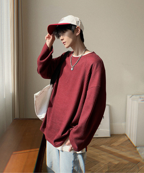 【セール】【neos -addictive design-】ルーズシルエット クルーネック ワッフル ロングスリーブ Tシャツ（Tシャツ/カットソー）｜neos（ネオス） mdprevattcaulkingandwaterproofing.com