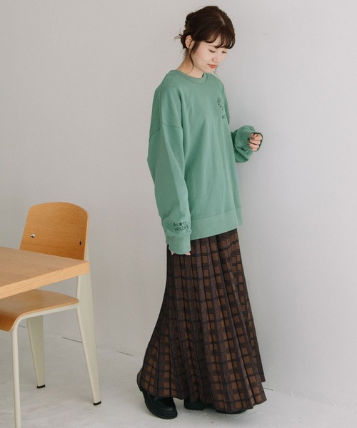 POU DOU DOU（プードゥドゥ）の「チェックプリーツニットスカート（スカート・レディース・ブラック/ブラウン/グレー・3）」の5枚目の写真