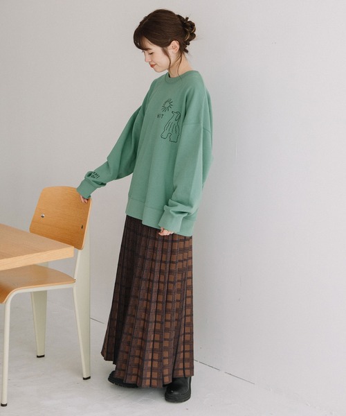 POU DOU DOU（プードゥドゥ）の「チェックプリーツニットスカート（スカート・レディース・ブラック/ブラウン/グレー・3）」の6枚目の写真