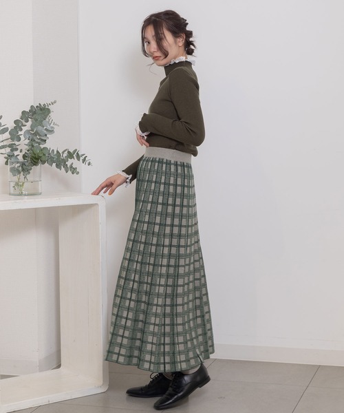 POU DOU DOU（プードゥドゥ）の「チェックプリーツニットスカート（スカート・レディース・ブラック/ブラウン/グレー・3）」の12枚目の写真