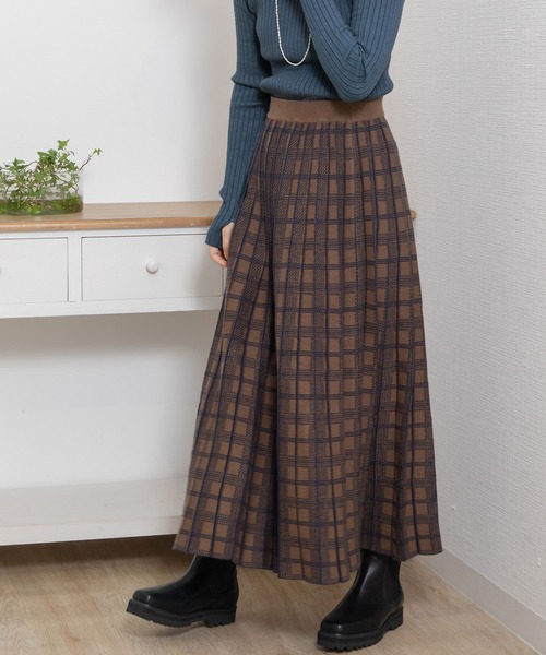 POU DOU DOU（プードゥドゥ）の「チェックプリーツニットスカート（スカート・レディース・ブラック/ブラウン/グレー・3）」の15枚目の写真