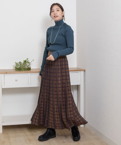 POU DOU DOU（プードゥドゥ）の「チェックプリーツニットスカート（スカート・レディース・ブラック/ブラウン/グレー・3）」の19枚目の写真