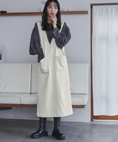 coen(コーエン)の「REVERSEWARMジャンパースカート(WEB限定カラー)(ジャンパースカート・レディース・ブラック/ナチュラル/ライトグレー/ダークグレー・M/L)」の1枚目の写真