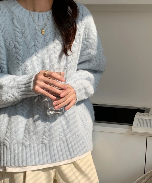 HALEY PESCA(ヘーリーペスカ)の「HALEY PESCA/トレンドカラー ケーブルニットプルオーバー(ニット/セーター・レディース・オフホワイト/レッド/ブルー/ピンク・FREE)」の15枚目の写真